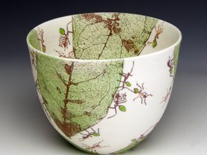 Green Ant series -  bowl, unglazed with pattern on all surfaces