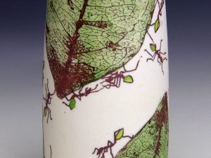 Green Ant series - cylinder Vase D, green interior