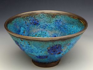 Aqua Crater Bowl, textured glaze